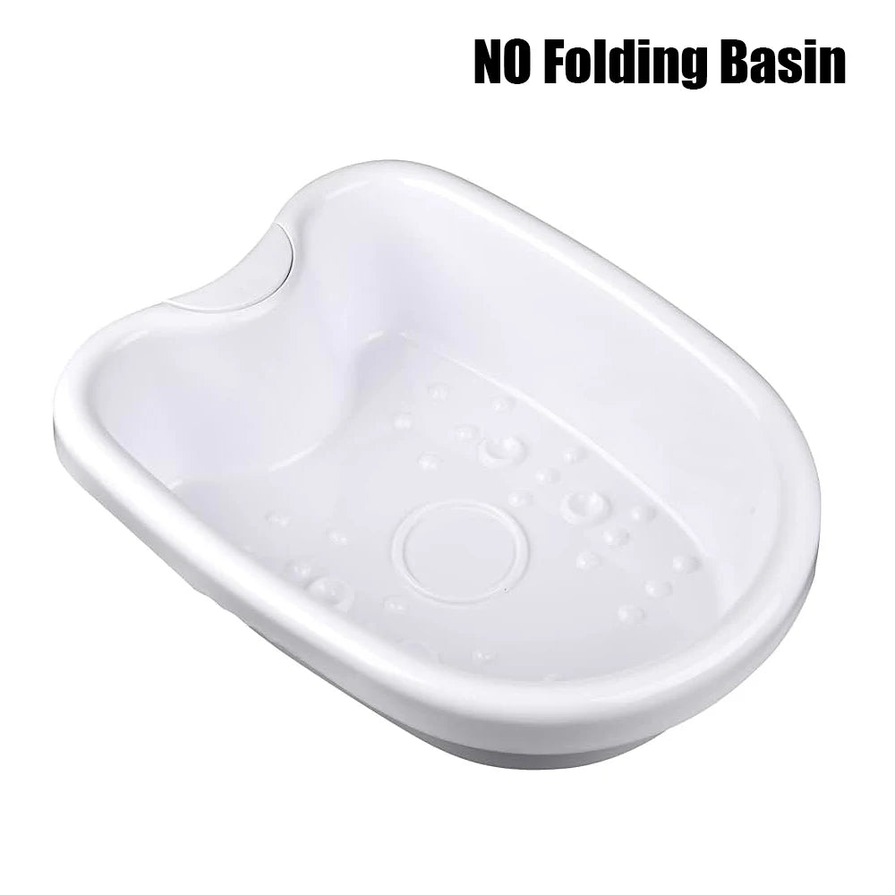White non-folding detox ion foot spa basin for home therapy and foot bath cleanse with massage acupoints.