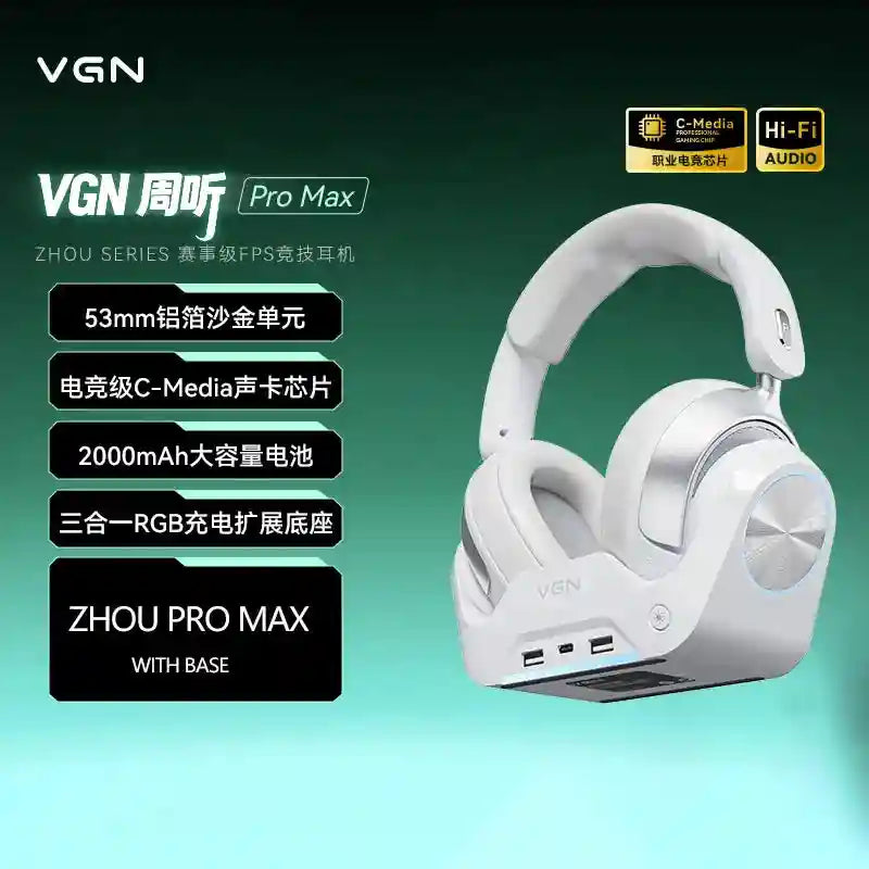 Tidesmit Wireless Gaming Headset – Low Latency Over-Ear PC Audio zhou pro max-white Tidesmit