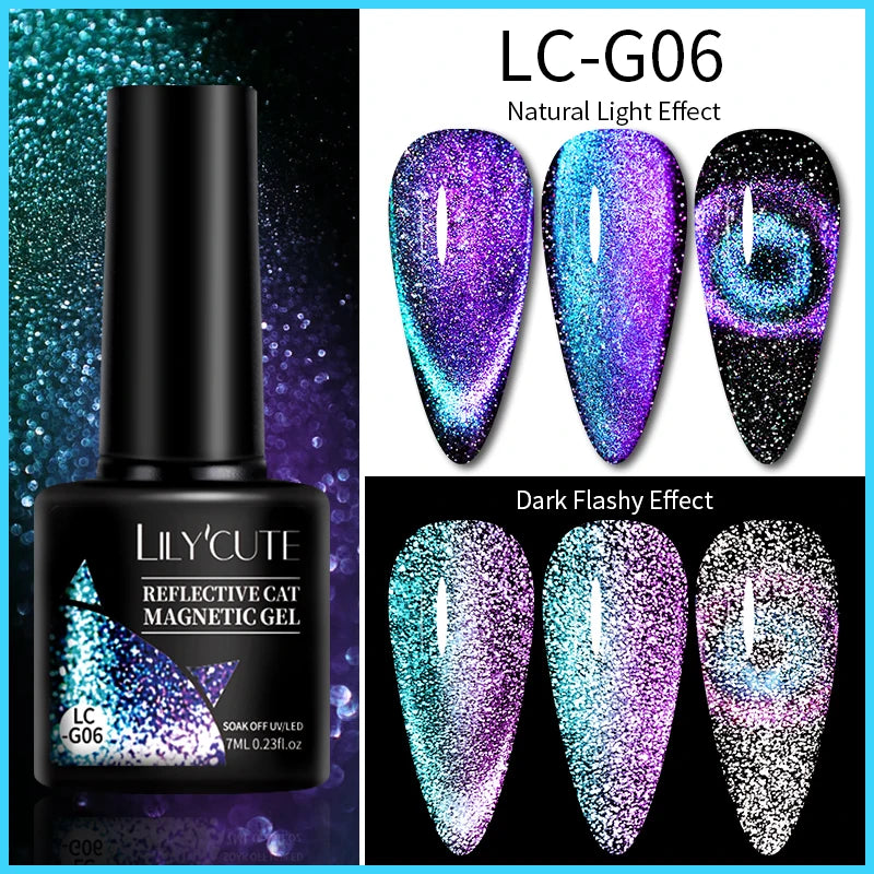 Magnetic Cat Eye Gel Nail Polish – Reflective UV Soak Off Kit Permanent Makeup Machines LC-G06 Tidesmit