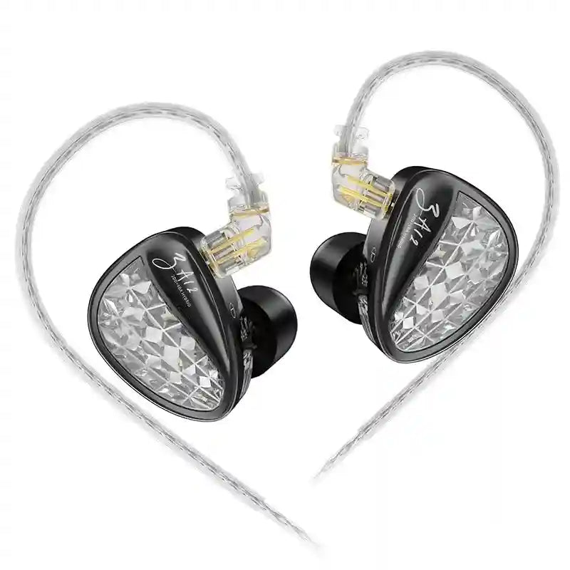 Wired In-Ear Monitors - Hybrid 2DD+4BA HiFi Drivers Black Black no mic Tidesmit
