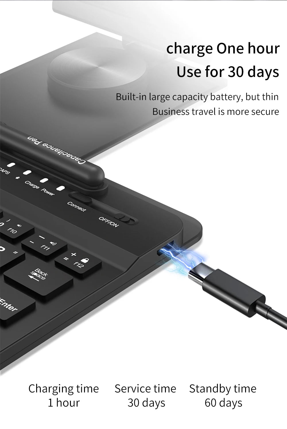Wireless Keyboard and Mouse for Samsung Galaxy Z Fold Set - Navy/Black/Silver Tidesmit