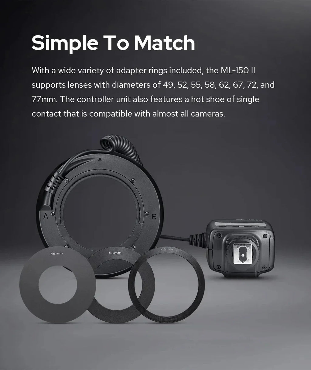 Godox ML-150II Macro Ring Flash – Professional DSLR Lighting Kit Tidesmit