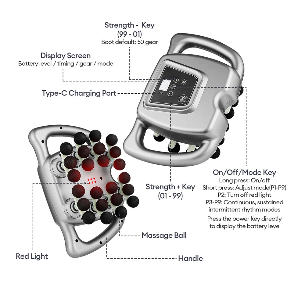 Deep Tissue Massage Gun with 99 Speed Settings and Heat Therapy Back Massage Instrument Tidesmit