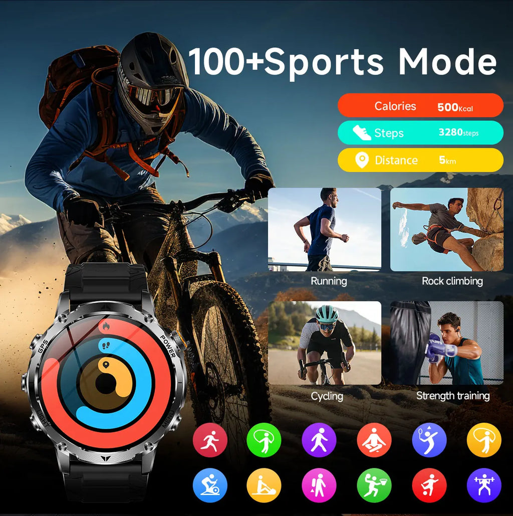 New T-Rex3 Ultra Smartwatch 1100mAh Battery GPS Compass IP69K Waterproof Outdoor Sports Tracker Military Grade Watch