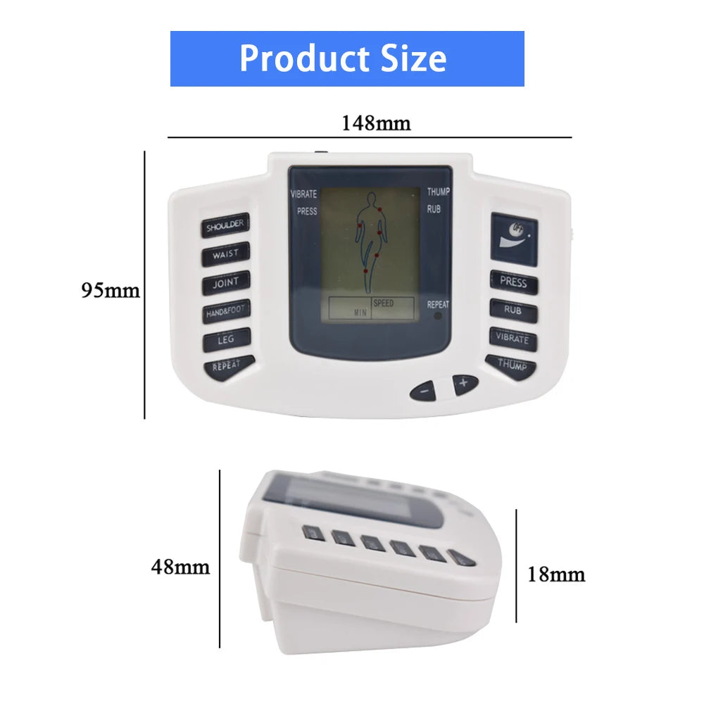 TENS Muscle Stimulator 16-Pad System with 10 Intensity Levels Massage Cushion Tidesmit