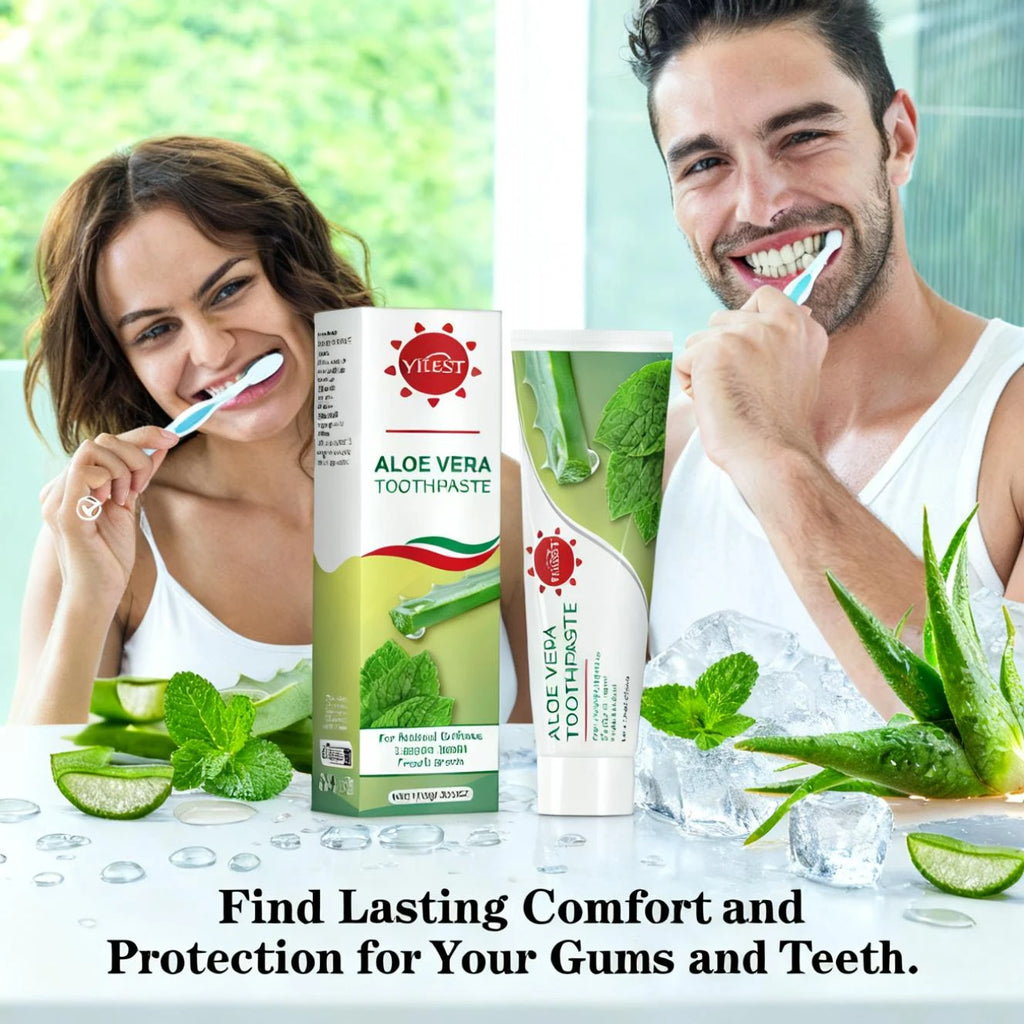 Tidesmit Aloe Vera toothpaste for natural teeth whitening, fresh breath, and healthy gum care with peppermint.
