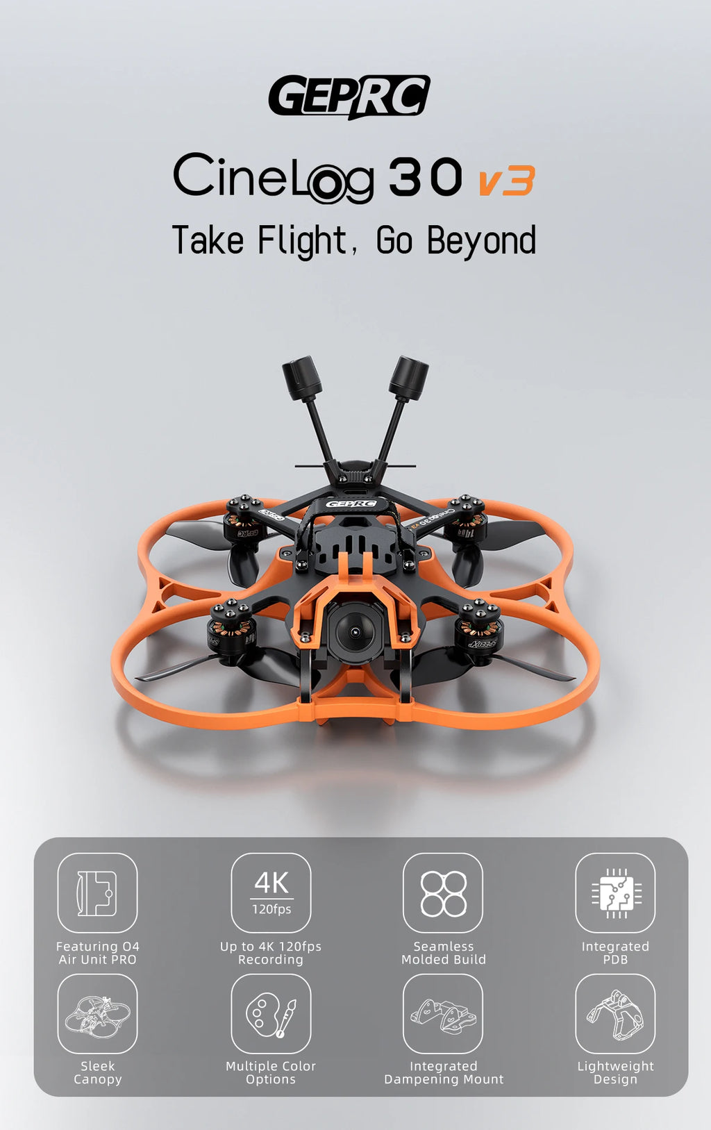 GEPRC Cinelog30 V3 4K FPV Drone - Durable O4 Pro Cinewhoop Tidesmit