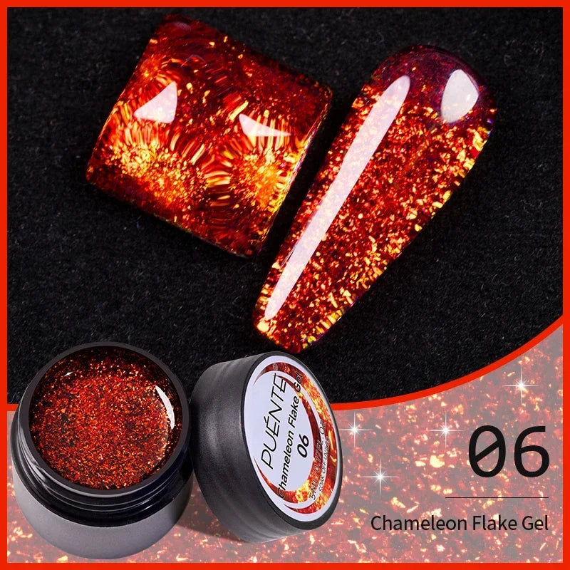 3D Sculpture Gel Nail Polish 15ml - Professional Soak Off Formula Permanent Makeup Machines Chameleon Flake 06 Tidesmit