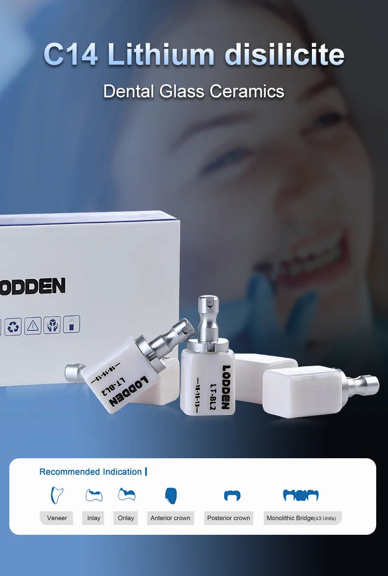 Tidesmit 10PCS Lithium Disilicate C14 Dental Ceramic Blocks for CAD CAM Sirona Cerec Veneer Restorations