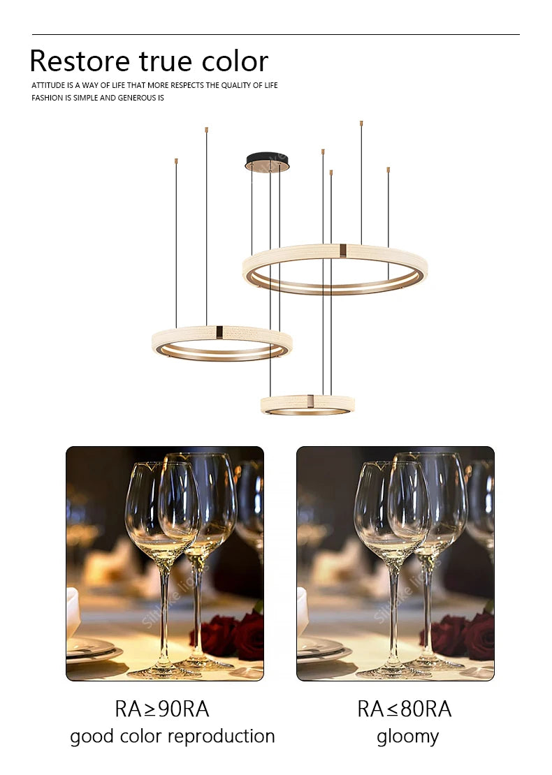 Modern Round LED Ring Light – Adjustable Minimalist Pendant 40-80cm Tidesmit