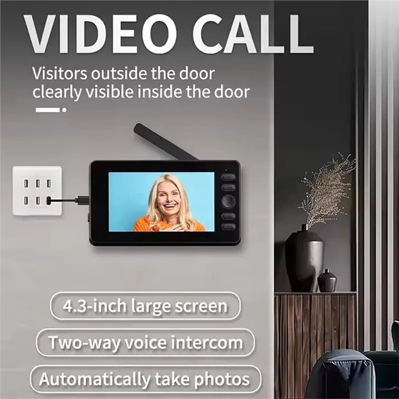 24-Hour Delivery Two-Way Intercom Wireless Video Doorbell 4.3In LPS Screen Night Vision Waterproof Visual Camera Home Security