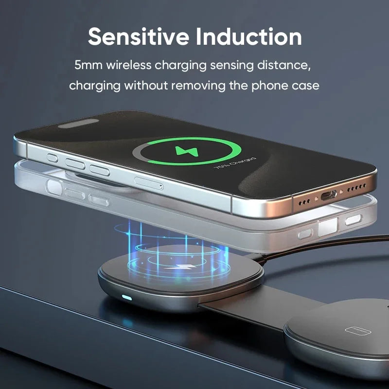 3-in-1 Wireless Charger | Qi Certified Foldable MagSafe Dock YW10 Tidesmit