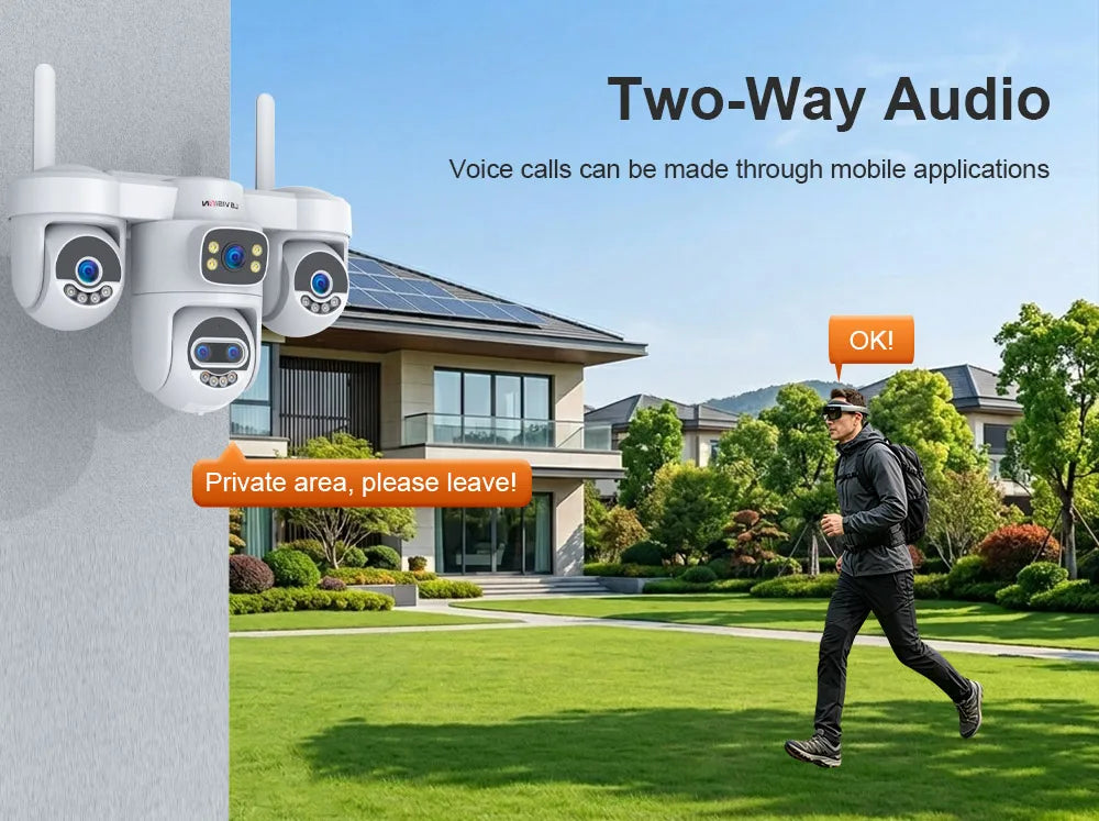 LS VISION 20MP 10X Zoom Three PTZ WiFi Security Camera Outdoor Four Screens 5-Lens Auto Tracking PC Client CCTV Cam Okam Pro App