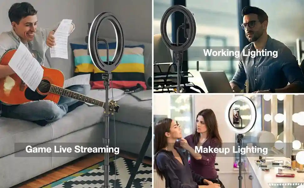 12 Inch LED Ring Light with Adjustable Tripod for Content Creation Tidesmit