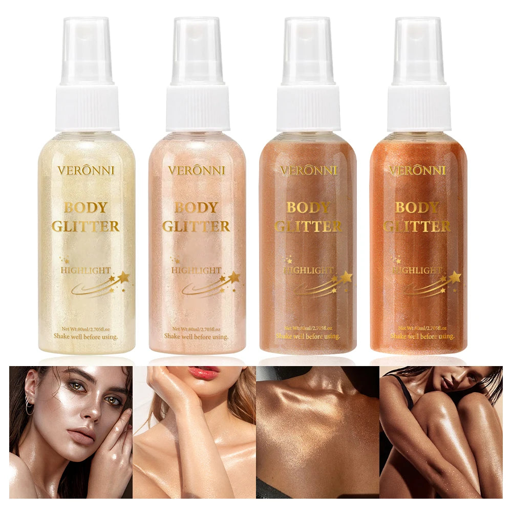 Tidesmit liquid body highlighting shimmer oil in 4 radiant shades for a glowing face and body makeup finish
