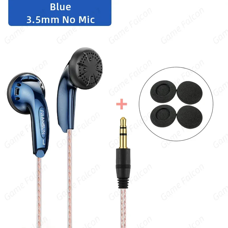 Wired Earbuds with HiFi Stereo Sound and Microphone by Tidesmit Blue 3.5mm No MIC Tidesmit