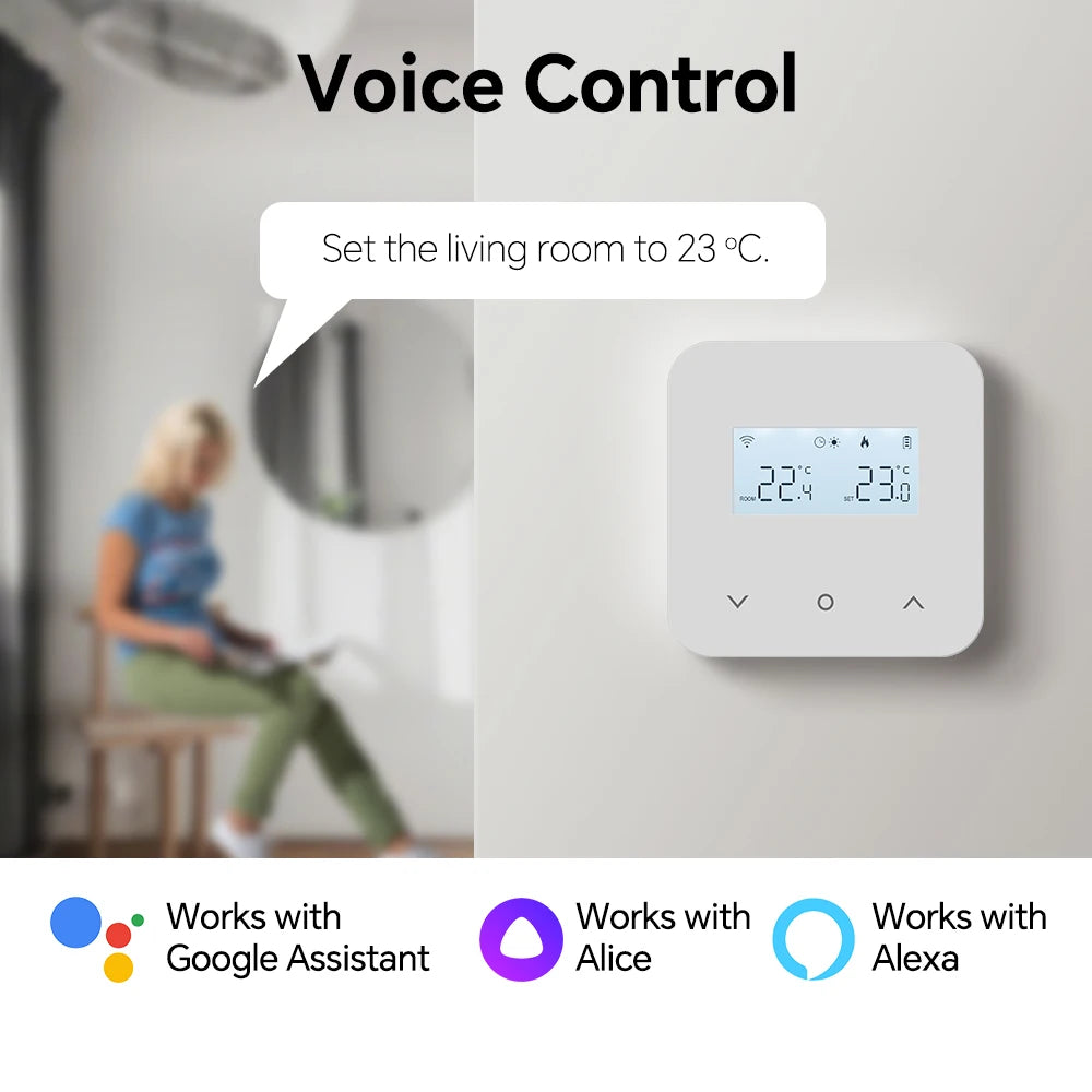 WiFi/Zigbee Thermostat for Boiler Smart Tuya Programmable Heating/Cooling Temperature Controller Alexa Google Home