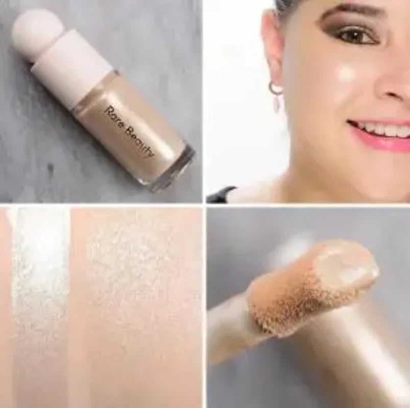 Tidesmit shimmering liquid blush highlighter for natural face glow and glitter contour makeup texture detail view