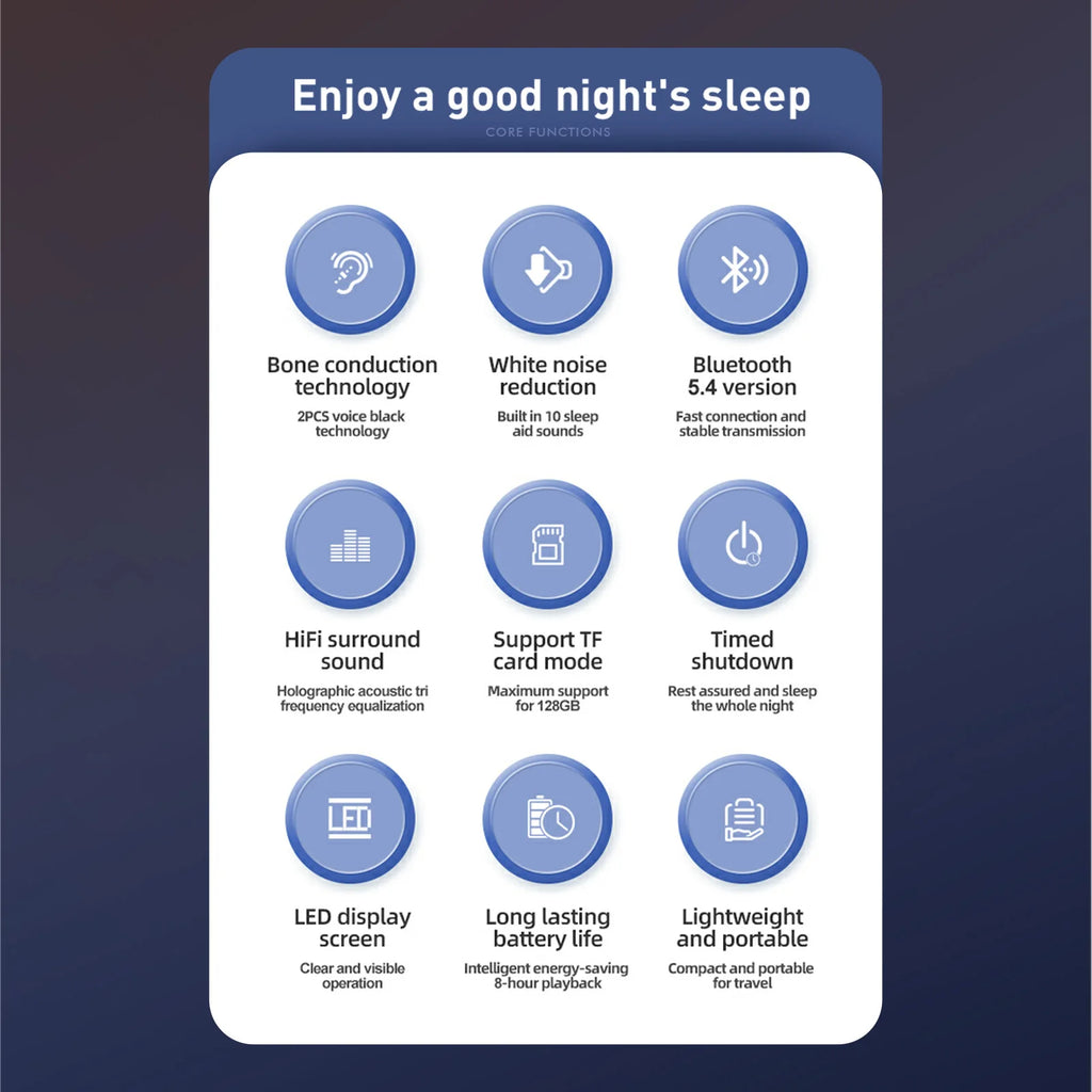 Bone Conduction Speaker Under Pillow Speaker Mini Portable White Noise Machine Under Pillow Improve Sleep Travel Music Box