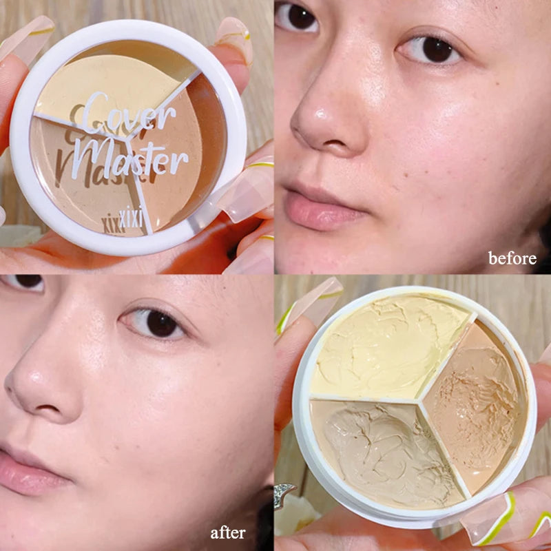 Tidesmit 3 color concealer palette for dark circles and nose contouring high coverage creamy face makeup texture view