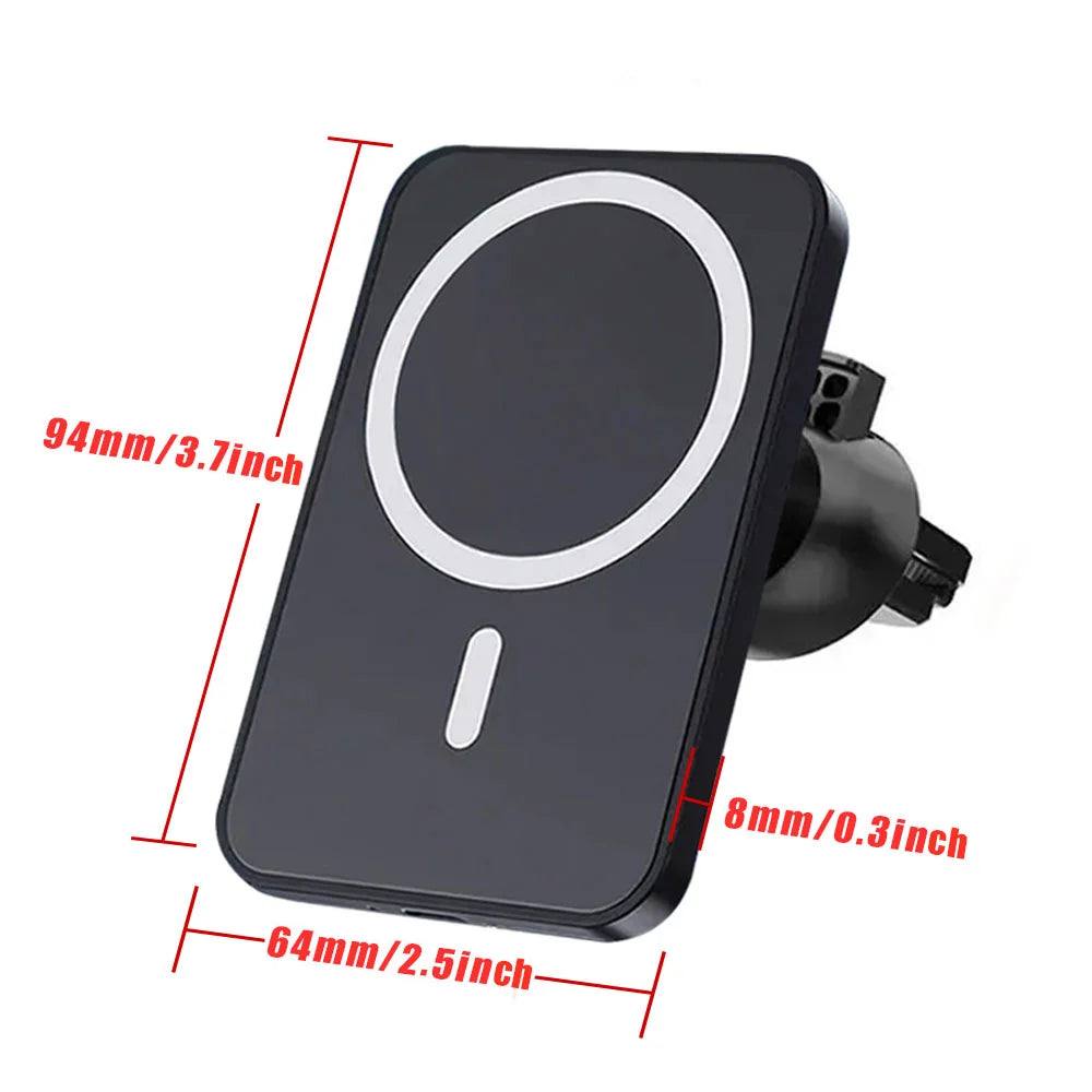 Wireless Car Phone Charger Magnetic Mount - Qi Certified Fast Charging Tidesmit