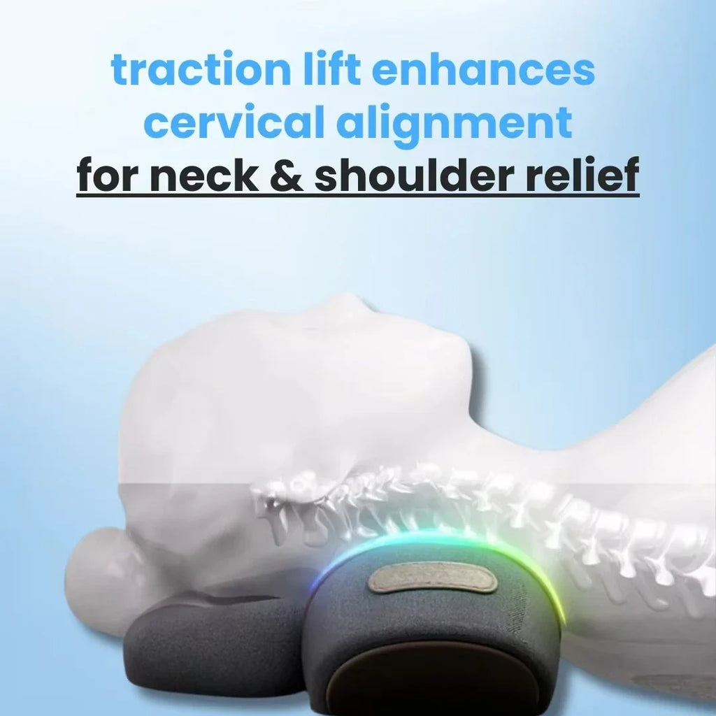 Heated Neck Massager Pillow | Deep Tissue Cervical Traction | Space Gray Massage Cushion Tidesmit