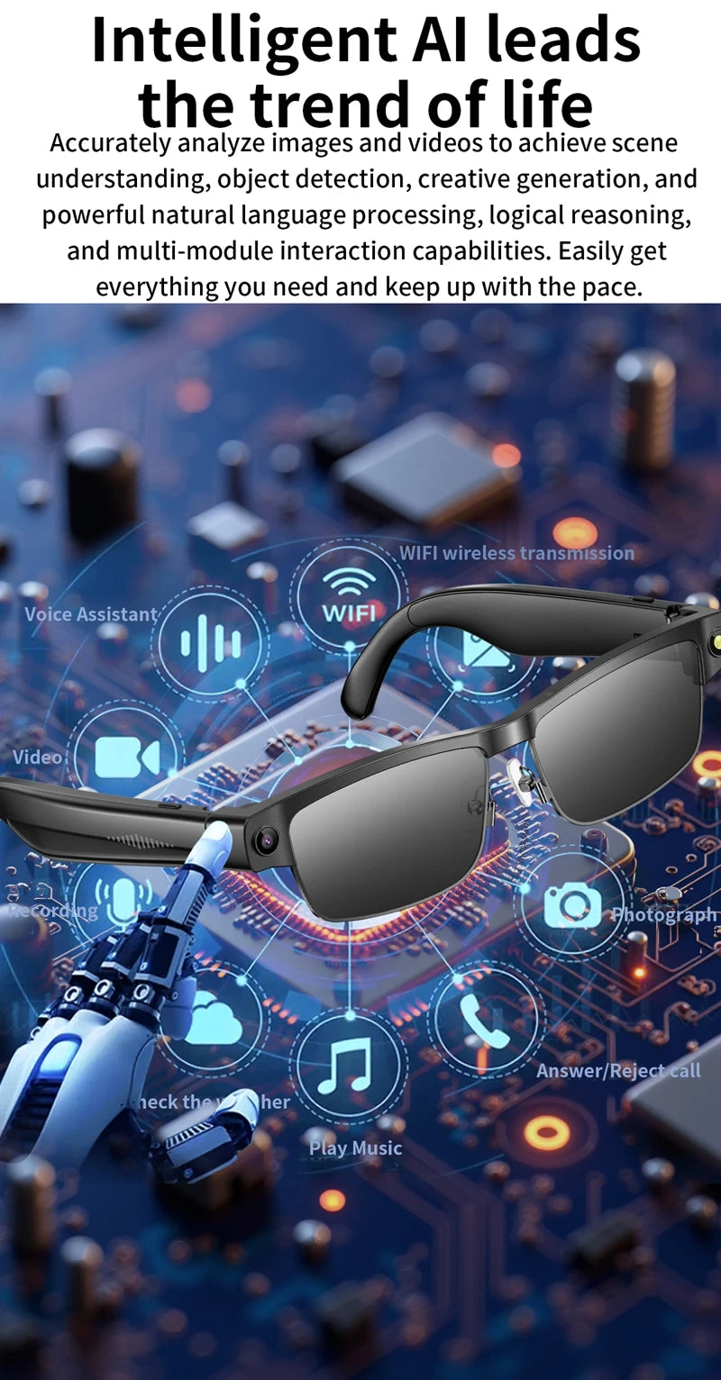 AI Smart Glasses with Bluetooth Audio & Translation | Tidesmit Tidesmit