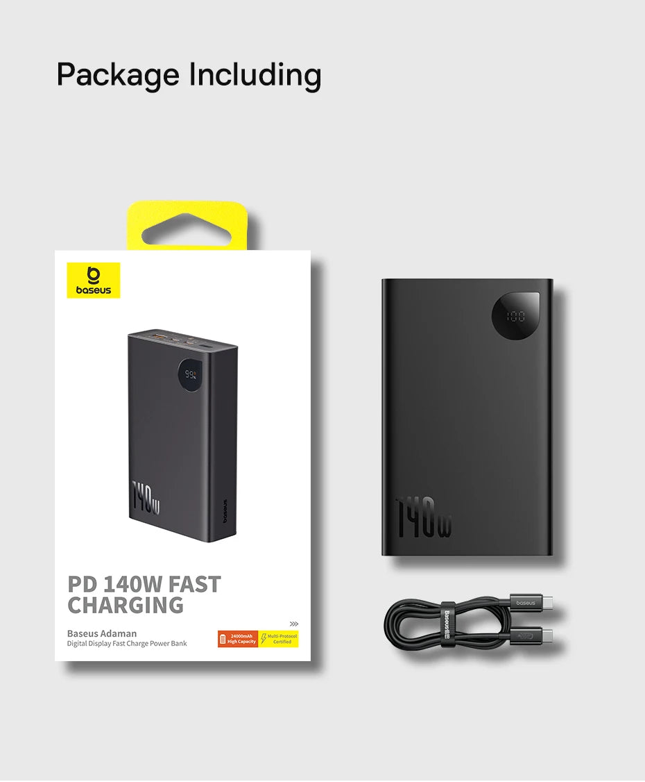 Tidesmit 140W Fast Charging Power Bank - 24000mAh High Capacity Battery Tidesmit