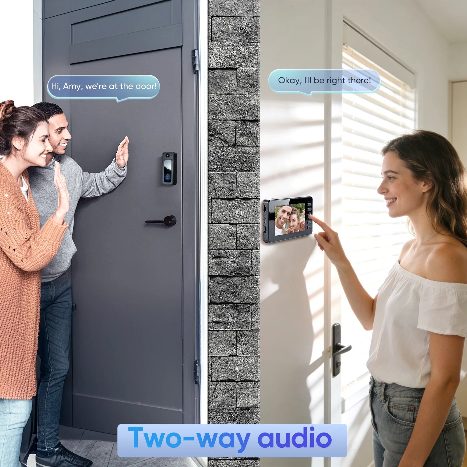 Wireless Video Doorbell With Screen 4.3'' IP65 HD Smart Intercom 2.4G NoWIFI Visible Outdoor Doorbell Two-Way Audio Night Vision