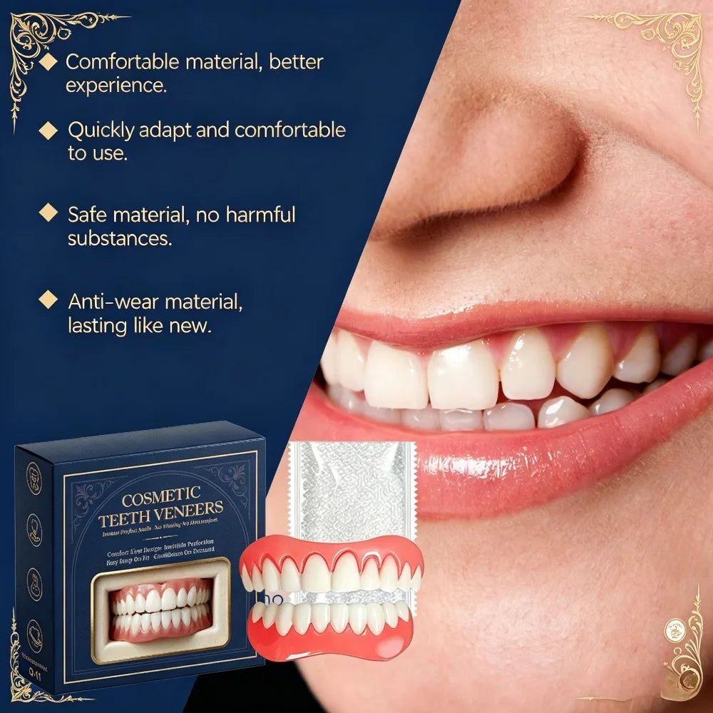 Silicone Full Denture Set Moldable Fake Teeth Braces Natural Comfort Fit Instant Confidence Smile Oral Care