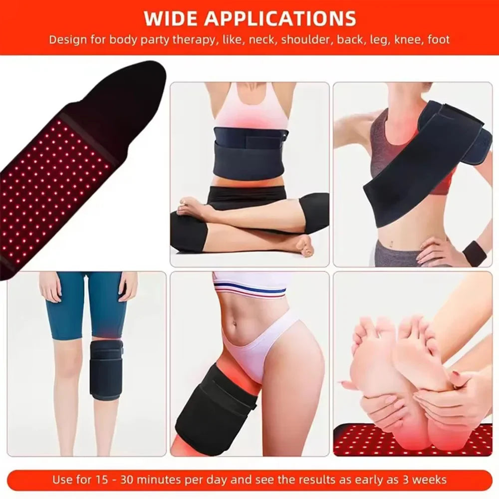NEW Red ＆Infrared Light Therapy Belt 850nm 660nm LED Beauty Devices fo Wrap Burn Fat Face Wrap Slimming Waist Heat Pad Full Body