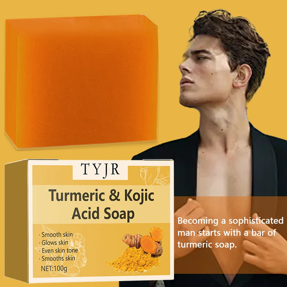 Lemon Turmeric Acid Soap - Deep Cleansing and Moisturizing, Contains Vitamin E and Olive Oil, Handmade, Suitable for Hair, Face, and Body, Suitable for All Skin Types, Lemon Turmeric Soap
