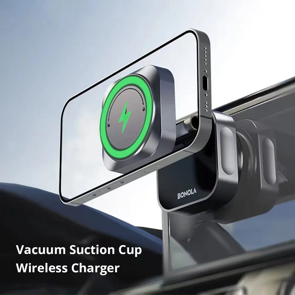 Magnetic Wireless Car Charger: MagSafe Compatible Foldable Suction Mount Tidesmit