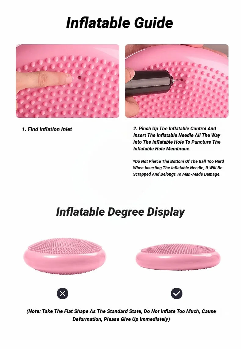 Inflatable Balance Cushion Thickened Explosion-Proof Soft For Yoga Massage Workout Pad Seat Ball
