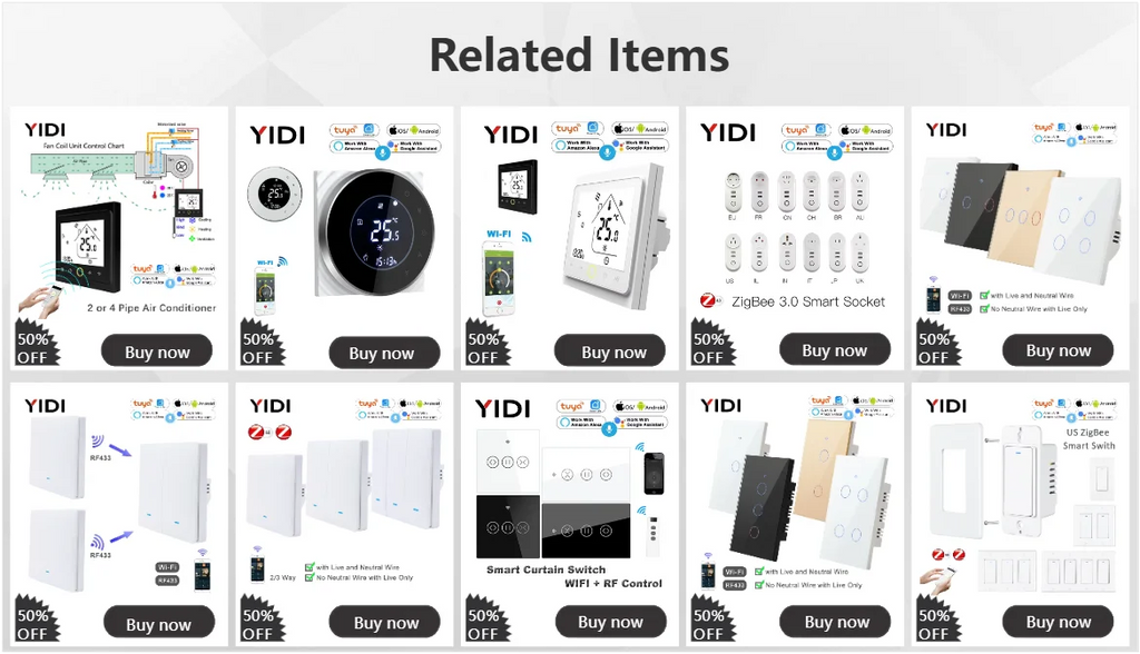 2 4 Pipe WiFi Smart Central Air Conditioner Thermostat 3 Speed Fan Coil Unit Wireless Voice Tuya Temperature Controller Alexa