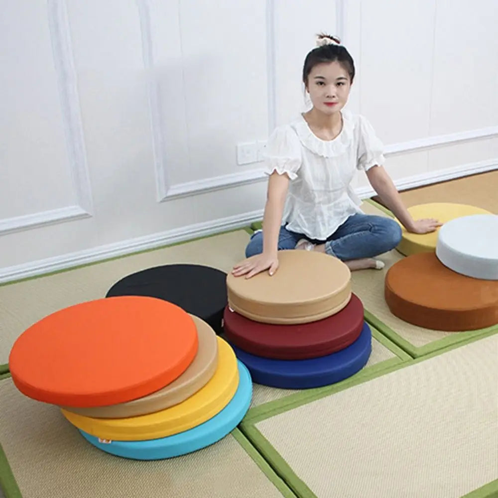 Simple Japanese Style Leather Round Cushion Thicken Soft Floor Cushion Waterproof Meditation Window Pillow for Home