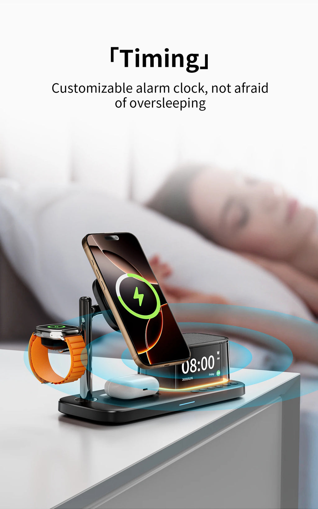 5-in-1 Wireless Charger Stand - MagSafe Compatible Qi Certified Station Tidesmit