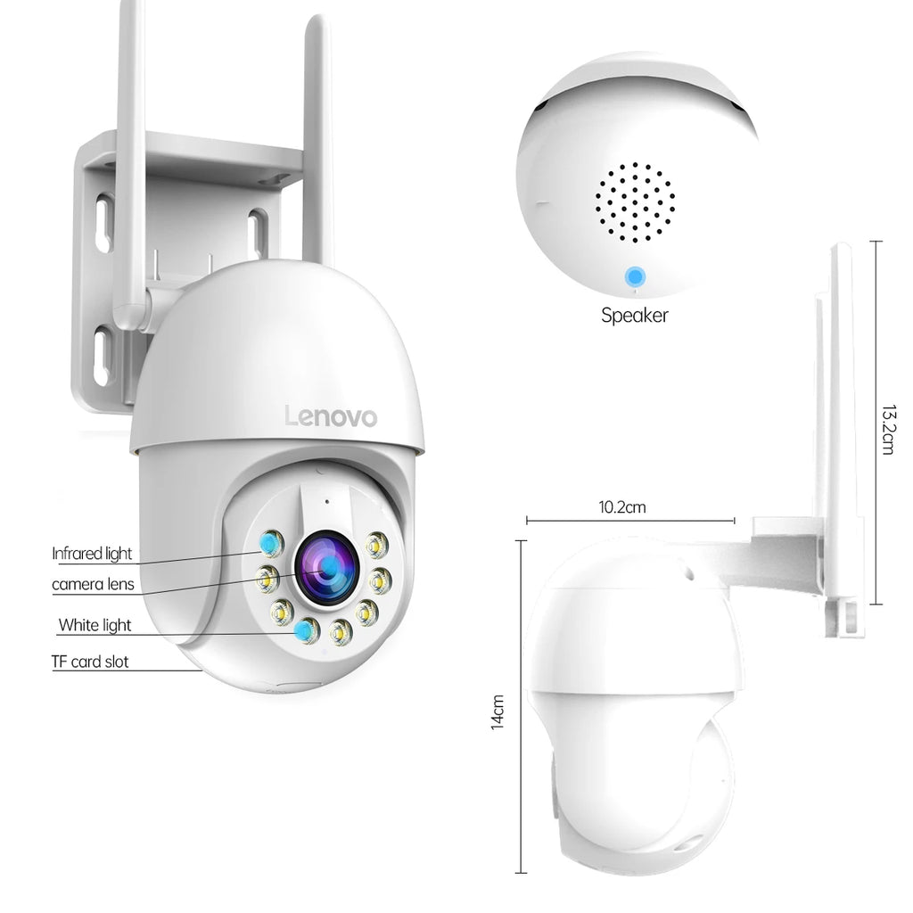 Lenovo 2K PTZ WIFI CCTV Surveillance Camera HD Color Night Vision Auto Tracking 5X Digital Zoom Outdoors Video Security Monitor