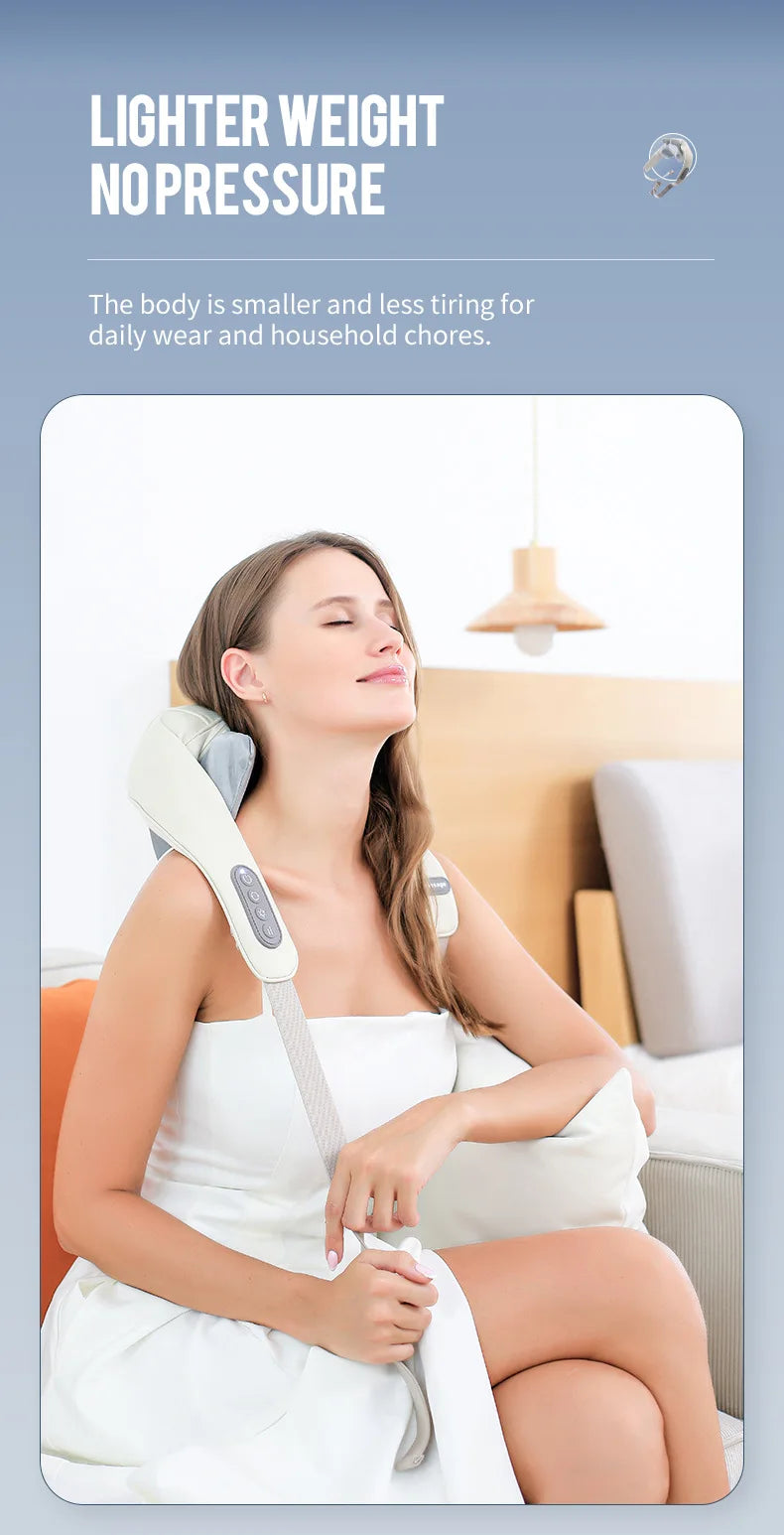 Wireless Electric Neck and Shoulder Massager with Heat Therapy Back Massage Instrument Tidesmit