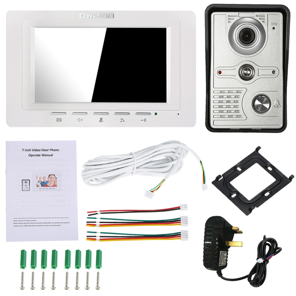 IR-CUT Outdoor Camera 7 inch Wired Video Doorbell Indoor Monitor Visual Intercom Two-way Audio Remote Unlock Video Door Phone