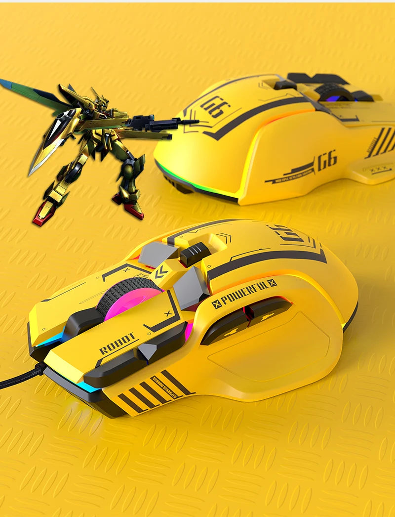 G6 Gaming Mouse Wired 128000DPI ChipA826 RGB Macro-programmable Ergonomic design superior for Gaming and Work