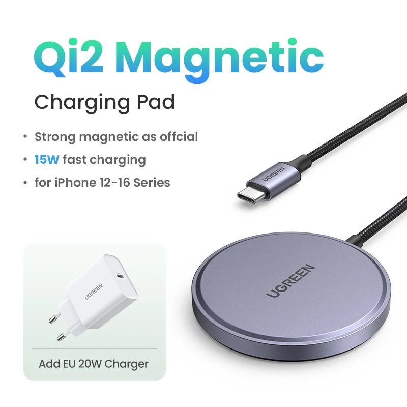 Wireless Charger for iPhone 16: Qi2 Certified MagSafe Compatible Pad Add 20W EU Charger Tidesmit