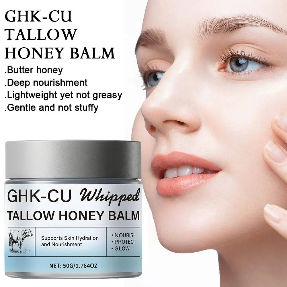 Copper Peptides GHK-Cu Beef Tallow Face Cream Blue Balm Manuka Honey Face and Body Moisturizer for Mature, Dry & Sensitive Skin