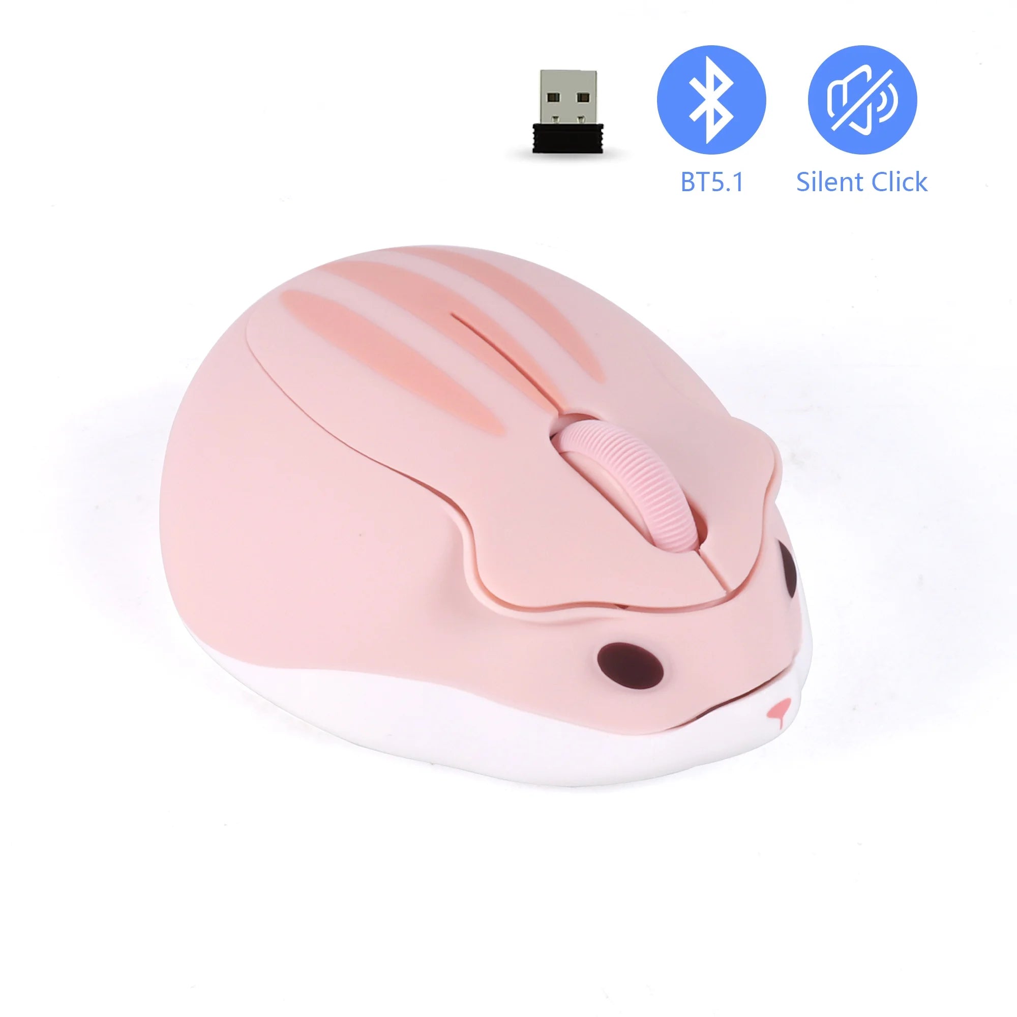 Mini Wireless Mouse 3D Cute Hamster 2.4G Bluetooth Dual Mode Connectivity Long Battery Life Mute USB Optical Mouse For Laptop PC