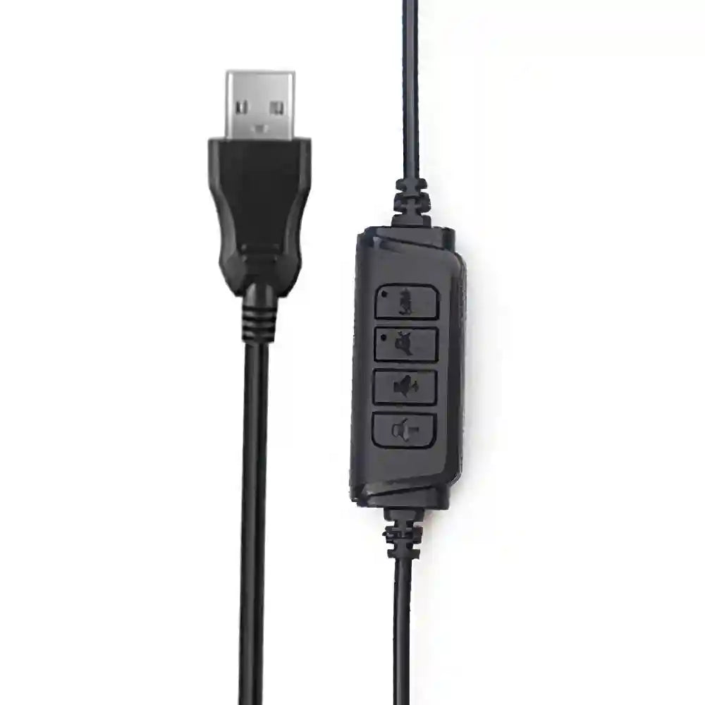 USB Wired Headset with Noise Cancelling Mic for PC Laptop - Black Tidesmit
