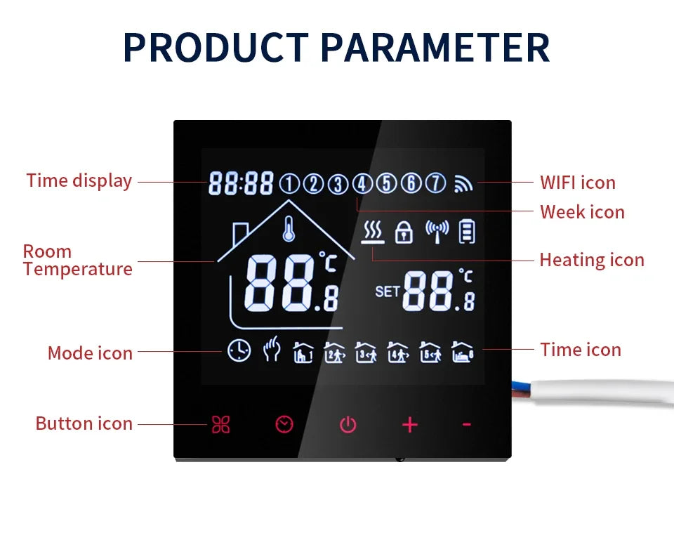 Tuya WiFi Smart Thermostat LCD Display Touch Screen for Gas Boiler Temperature/Electric Floor Heating Water Remote Controller
