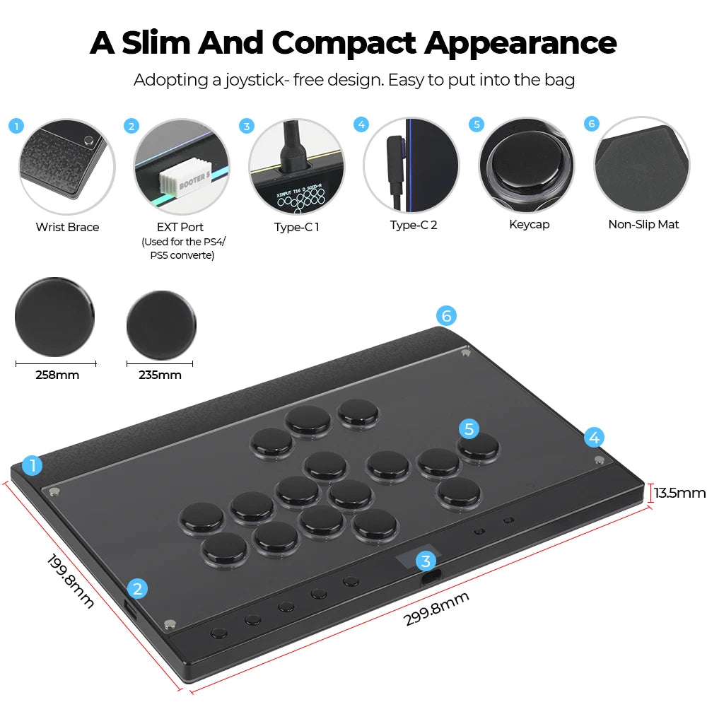 Haute42 C16 Magnetic Leverless Hitbox Controller Stickless Arcade Controller Keyboard For PC/ PS5/PS4 Hitbox Fighting Stick