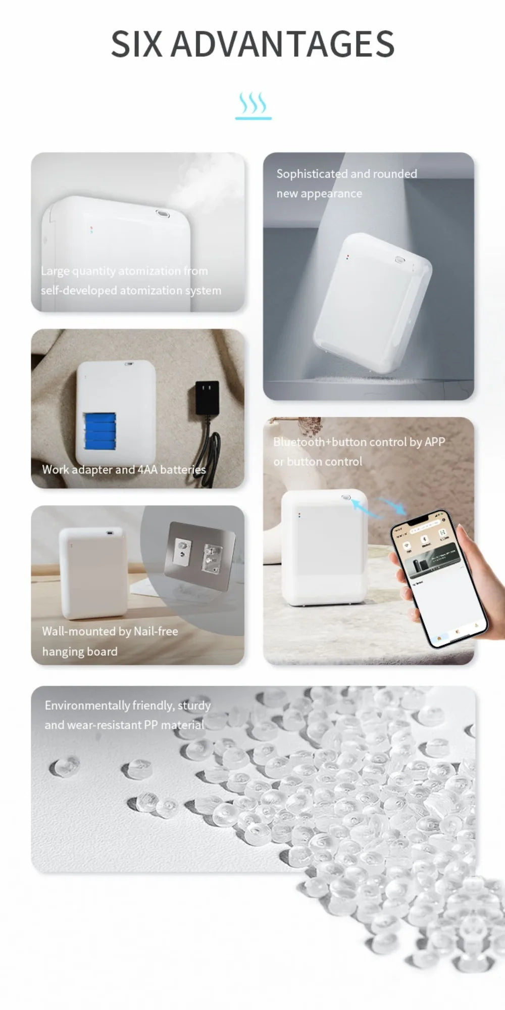 Wall Mounted Aroma Diffuser   Air Freshener Waterless Fragrance Diffuser Bluetooth Control Battery Scent Diffuser for Home