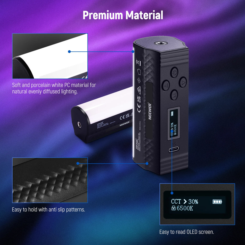 Magnetic LED Video Light Wand - Portable RGB Stick for Content Creation Tidesmit