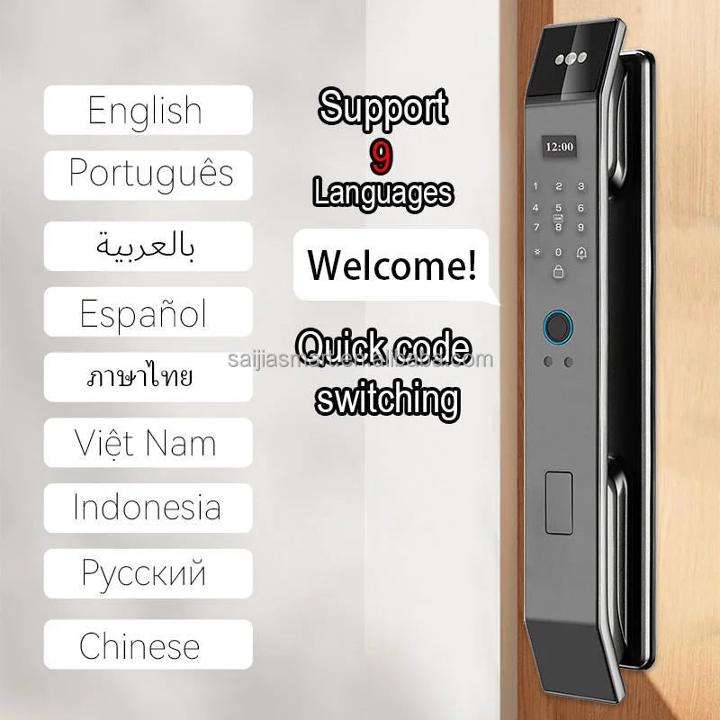 Face Recognition Tuya Smart Door Lock Automatic Biometric Rfid Ic Card Wifi App Security Camera Fingerprint Digital Locks